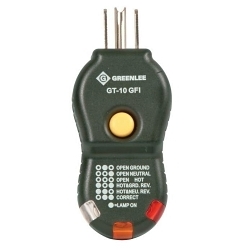 GT-10GFI 3-Wire GFCI Circuit Tester, 120 V AC