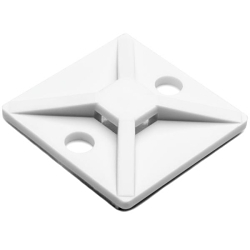 Adhesive Base, 4-Way, Adhesive/Threaded Mount, 0.18 in W Tie, Polyamide 6.6, White