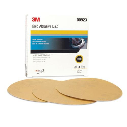 Hookit, Gold Paper Disc, 216U, 00923, P600, A-weight, 6 in (15.24 cm)