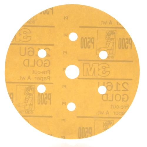 Hookit, Dust Free Gold Disc, 216U, 01072, P500, A-weight, 6 in x 5/8 in (15.24 cm x 1.5 cm)