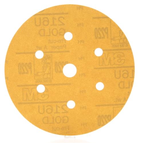 Hookit, Dust Free Gold Disc, 216U, 01078, P220, A-weight, 6 in x 5/8 in (15.24 cm x 1.5 cm)
