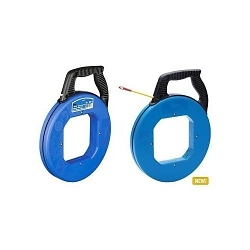 Pro Fish Tape With Eyelet, Case and Handle, 200 ft L Tape, Round Profile, Fiberglass Tape