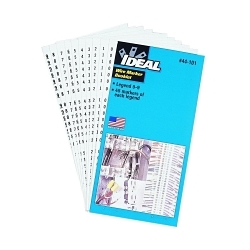 Self-Stick Numeric Wire Marker Booklet, 1-1/2 in L x 1/4 in W, Black