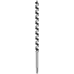 Long Power Ship Auger Bit, 7/8 in Dia, 17 in OAL, 12 in L Hollow Center Flute, 7/16 in Shank