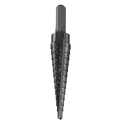 Step Drill Bit, 1/8 in Dia Min Hole, 1/2 in Dia Max Hole, 13 Steps