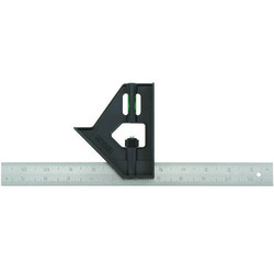  Combination Square, 12 in L, 1/32 in, 1/16 in, 1/8 in Graduation, 45/90 deg, Plastic