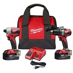 2-Tool Brushless Compact Cordless Combination Kit, Tools: Hammer Drill/Driver, 18 V DC