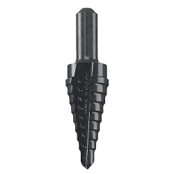 Step Drill Bit, 1/4 in Dia Min Hole, 3/4 in Dia Max Hole, 9 Steps