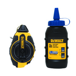 Chalk Line Reel With Blue Chalk, 100 ft L Polyester Line, 4 oz Chalk