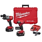 2-Tool Cordless Combination Kit, Tools: Hammer Drill/Hex Hydraulic Driver, 18 V DC