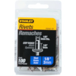  Blind Rivet, 1/8 in Dia, 1/8 in L, 1/8 in Grip, Round Head, Steel