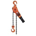 KLP Heavy Duty Lever Chain Puller, 0.75 ton Load, 5 ft H Lifting, 42 lb Rated, 28 mm Hook Opening