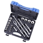Socket Wrench Set, 20 Pieces, 6 Points, 1/2 in Drive