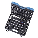 Socket Wrench Set, 55 Pieces, 6 Points, 1/2 in Drive