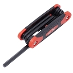 Folding Hex Key Set, 9 Pieces, 5/64 to 1/4 in Hex, Chrome Vanadium Steel