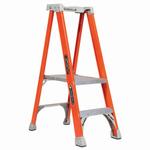 Non-Conductive Platform  Stepladde, 2 ft Ladder, 300 lb Load, 1 ft 11 in x 14-1/2 in x 17 in Platform
