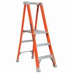 Non-Conductive Platform  Stepladde, 3 ft Ladder, 300 lb Load, 2 ft 10 in x 14-1/2 in x 17 in Platform
