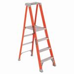 Non-Conductive Platform  Stepladde, 4 ft Ladder, 300 lb Load, 3 ft 10 in x 14-1/2 in x 17 in Platform