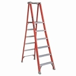 Non-Conductive Platform  Stepladde, 6 ft Ladder, 300 lb Load, 5 ft 8 in x 14-1/2 in x 17 in Platform