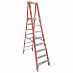 Non-Conductive Platform  Stepladde, 8 ft Ladder, 300 lb Load, 7 ft 7 in x 14-1/2 in x 17 in Platform