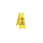 WF-7003 2-Sided Bilingual Floor Sign, 28 in H x 12 in W, Yellow, Plastic