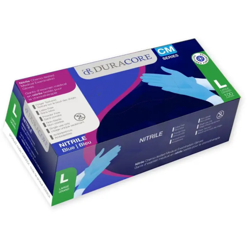 3.2 Mil Blue Nitrile Examination Gloves, L