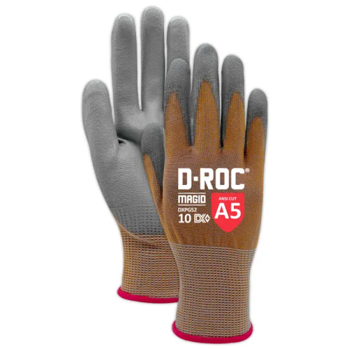 Cut Level A5 15-gauge PU Palm Coated Work Glove, Size 6