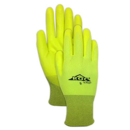 Hi-Viz Yellow Knit Gloves with Hi-Viz Yellow Foam Nitrile Palm Coating, 10