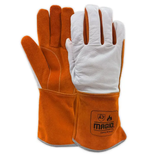Flame Resistant Split Leather Welders Gloves, ANSI Cut Level A7