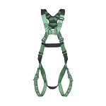 Full Body Standard Safety Harness, Standard, 130 to 310 lb, 400 lb Load, Polyester Strap, Green