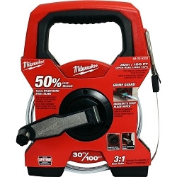 Long Tape, 100 ft L Blade x 1/2 in W Blade, Steel Blade