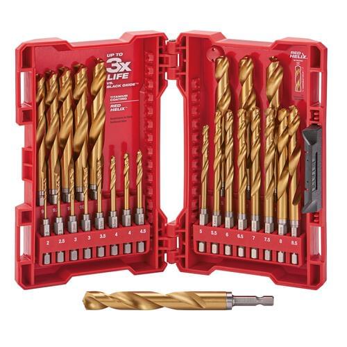 25Pc Titanium Metric Drill Bit Set