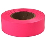 Flagging Tape, Pink, 200 ft L 1 in W, Plastic