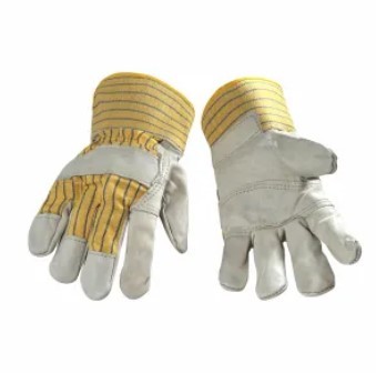 Fitters patch palm cowhide glove Yellow Striped.