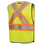 Tear Away Safety Vest, Universal, Hi-Viz Yellow/Green, Polyester Mesh