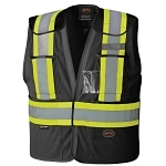 Drop Shoulder Tear Away Safety Vest, L to XL, Black, Polyester Mesh
