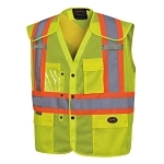 Drop Shoulder Safety Vest With Snaps, S/M, Hi-Viz Yellow/Green