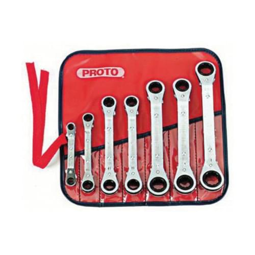 Ratcheting Reversible Offset Double Box End Wrench Set