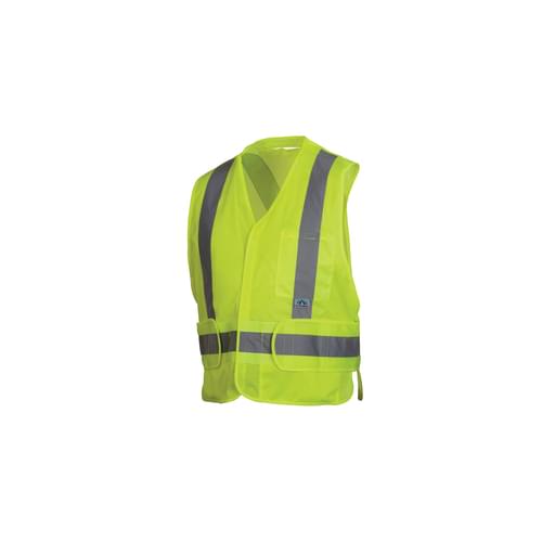 RCA25SE Lightweight Non-FR Self-Extinguishing Safety Vest, M to XL, Hi-Viz Lime
