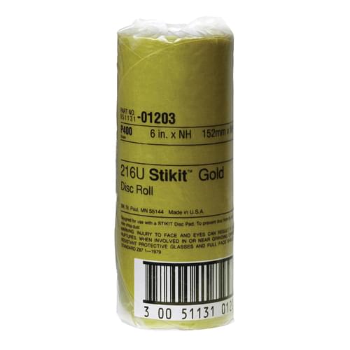 Stikit, Gold Disc Roll, 01203, P400 A-weight, 6 in, 75 per roll, 6 per case