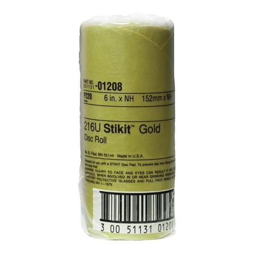 Stikit, Gold Disc Roll, 216U, 01208, P220, A-weight, 6 in (15.24 cm)