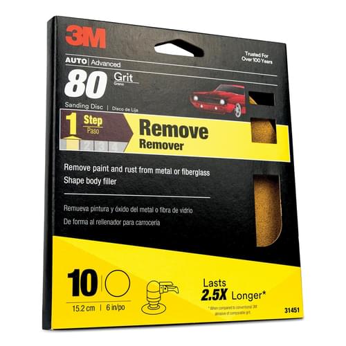 Sanding Discs 31451, with Stikit, Attachment, 80 Grit, 6 in, 10 Discs/Pack, 10 Packs/Case