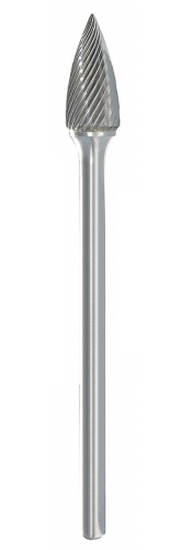 Carbide Bur, Pointed End, Flame Head, 1/2 in Dia Head