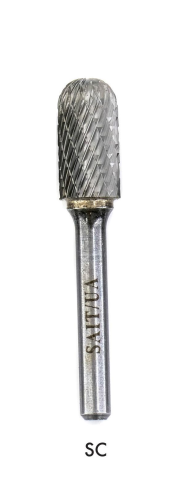 Carbide Bur, Radius End, Cylindrical Head, 3/8 in Dia Head