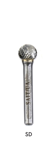 Carbide Bur, Radius End, Ball Head, 1/4 in Dia Head
