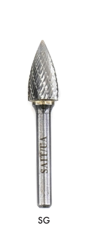 Carbide Bur, Pointed End, Flame Head, 1/2 in Dia Head