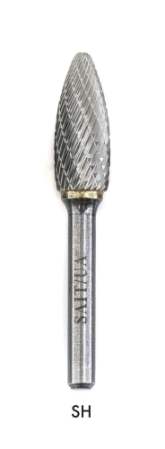Carbide Burr, Flame Head, 5/16 in Dia Head, 3/4 in L of Cut