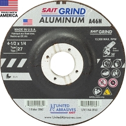 Depressed Center Wheel, 4-1/2 in Dia x 1/4 in THK