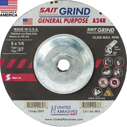 General Purpose Depressed Center Wheel, 6 in Dia x 1/4 in THK