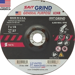 General Purpose Depressed Center Wheel, 7 in Dia x 1/4 in THK